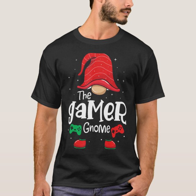 Gamer Gnome Funny-julmatchningsfamilj Pajama T Shirt (Framsida)