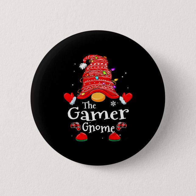 Gamer Gnome - Xmas Video Gamers Christmas Gnomes  Knapp (Framsida)