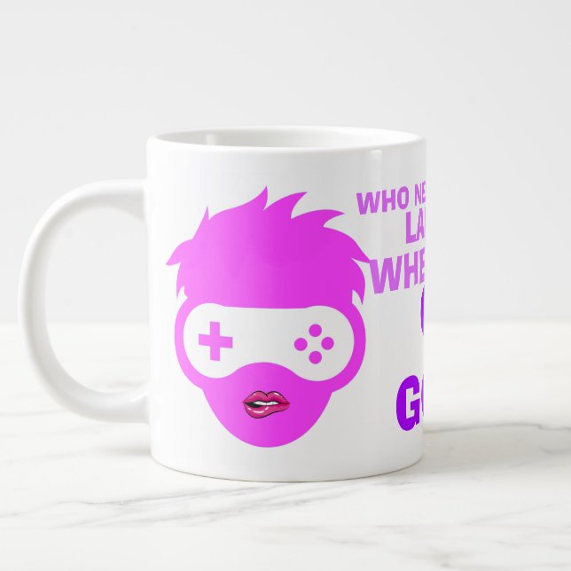 Gamer Goddess Funny Humor Meme Jumbo Mugg (Vänster)