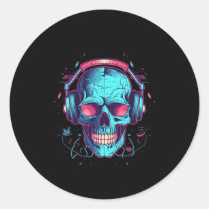 Gamer Halloween Costume Skull-spel Videospel för s Runt Klistermärke