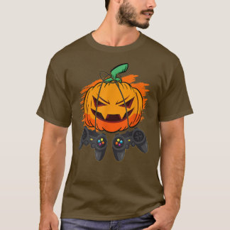 Gamer Halloween Jack o lantern Manar Kid Funny Sca T Shirt