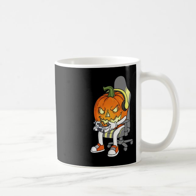 Gamer Halloween Jackolantern Scary Gaming Boys Kid Kaffemugg (Höger)