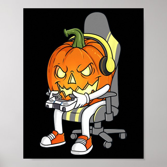 Gamer Halloween Jackolantern Scary Gaming Boys Kid Poster (Framsidan)