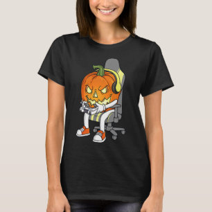 Gamer Halloween Jackolantern Scary Gaming Boys Kid T Shirt