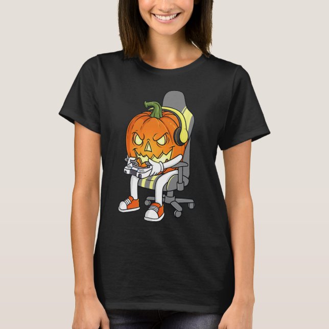 Gamer Halloween Jackolantern Scary Gaming Boys Kid T Shirt (Framsida)