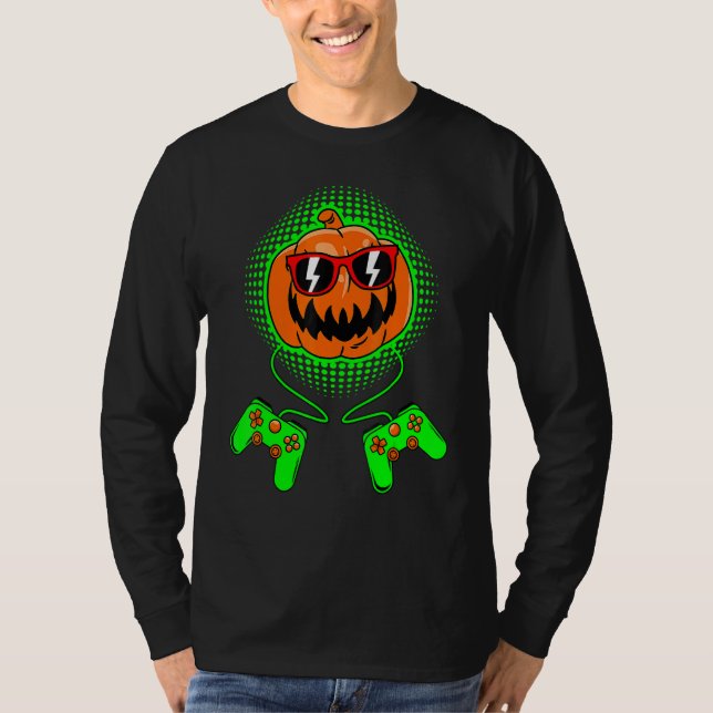 Gamer Halloween Jackolantern Scary Gaming Boys Kid T Shirt (Framsida)