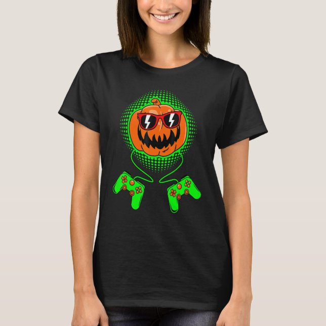 Gamer Halloween Jackolantern Scary Gaming Boys Kid T Shirt (Framsida)