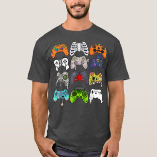 Gamer Halloween Pumpkin Skeleton Zombie Gaming Con T Shirt