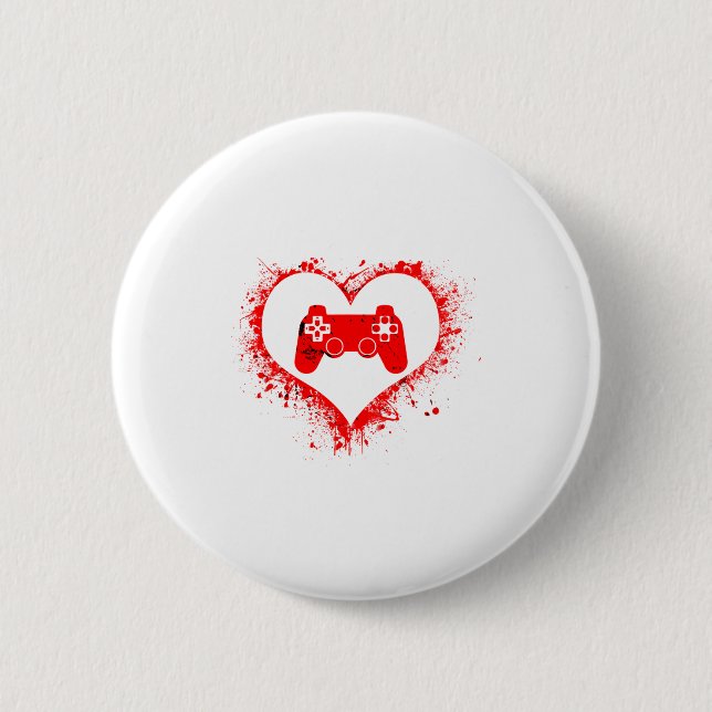 Gamer Heart Valentines Day Video Games Boys Kids T Knapp (Framsida)