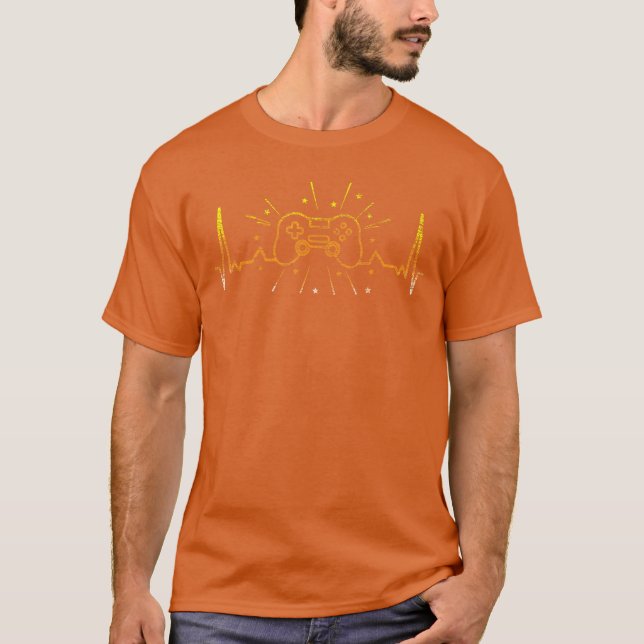 Gamer Heartbeat Controller Spelar Videospel Pla T Shirt (Framsida)