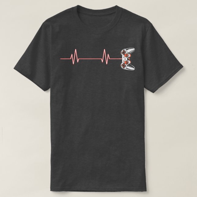 Gamer Heartbeat Cool Video Game Controller for Ner T Shirt (Design framsida)