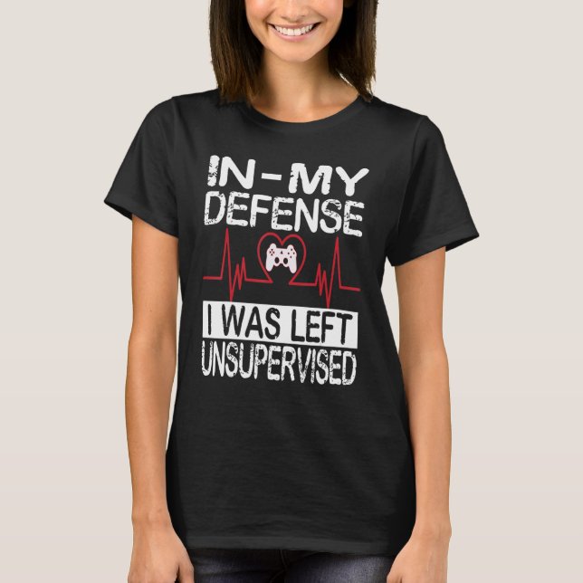 gamer i was left unsupervised game controller hear t shirt (Framsida)