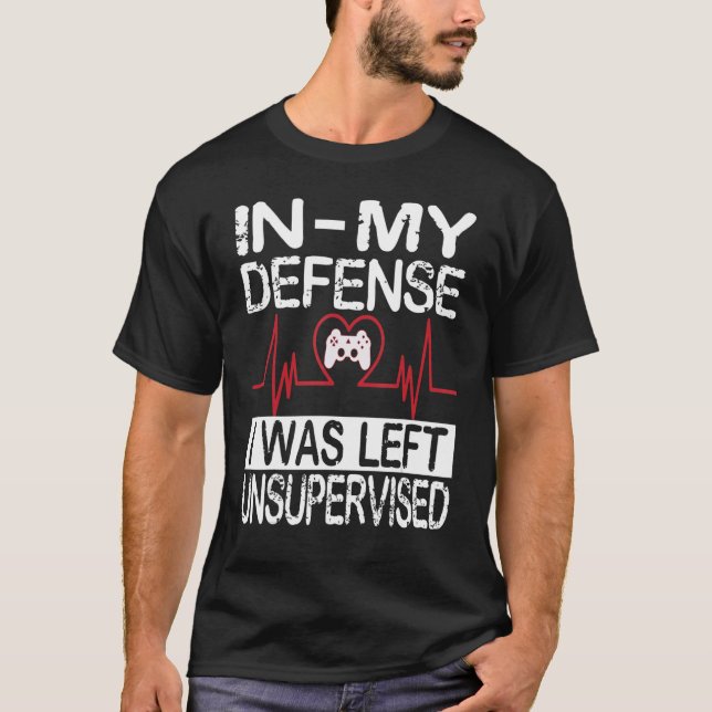 gamer i was left unsupervised game controller hear t shirt (Framsida)