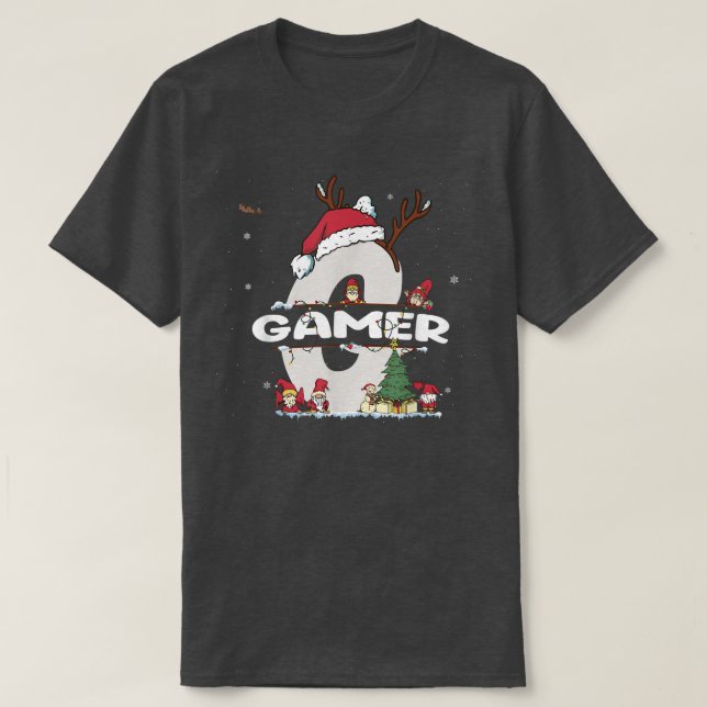 Gamer-jul med Gamer Namn för roligt Julafton T Shirt (Design framsida)