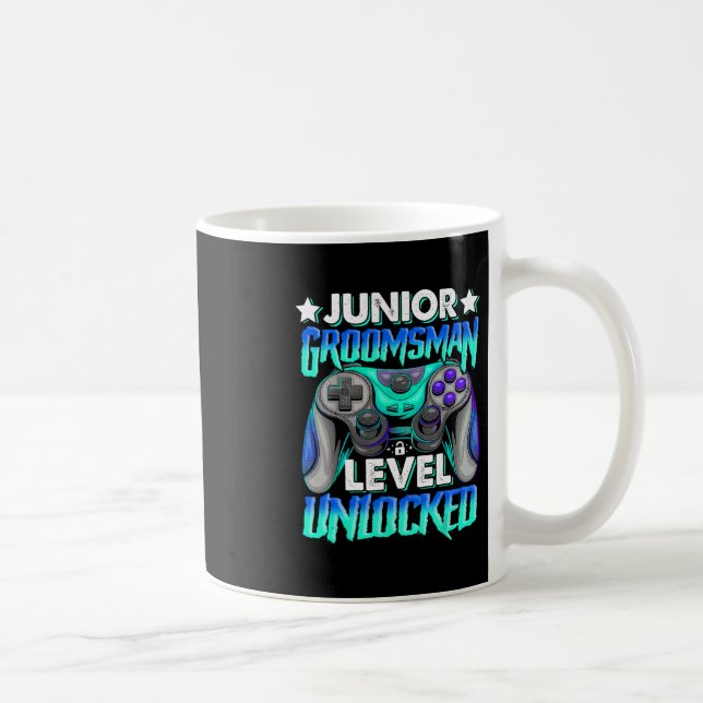 Gamer Junior Groomsman Level Unlocked Video Gaming Kaffemugg (Höger)