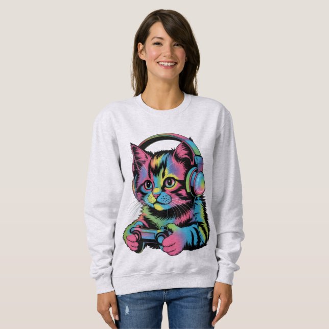 Gamer katt videospel  t shirt (Hel framsida)