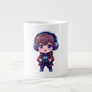 Gamer Kid Mugg med hörlurar och PlayStation Cont Jumbo Mugg