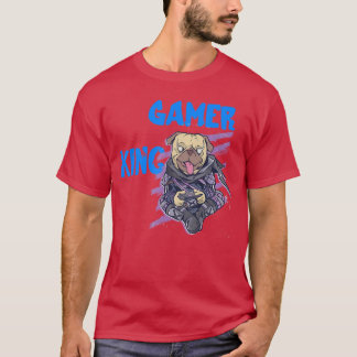 Gamer King Gaming Mops Hund Konsol PC Videospel P T Shirt