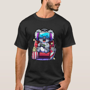 Gamer Koala Popcorn-spelstolar Hörlurar T Shirt