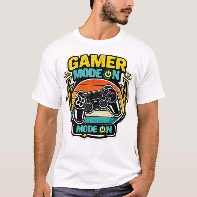 Gamer-läge På Retro Kontrollsolfjäder T Shirt (Framsida)