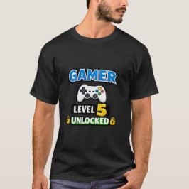 Gamer Level 5 Unlocked Beginner Controller Funny T Shirt
