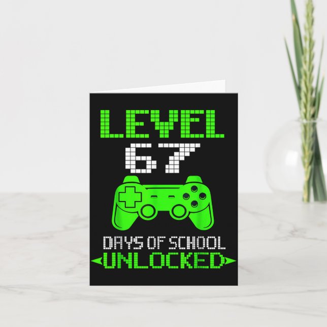 Gamer Level 6 7 Unlocked 100th Day Of School Meme  Kort (Framsida)