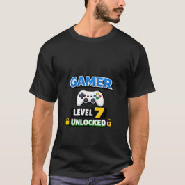 Gamer Level 7 Unlocked Beginner Controller Funny T Shirt