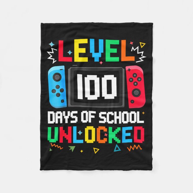 Gamer Level Unlocked 100 Days Of School Student Bo Fleecefilt (Framsidan)