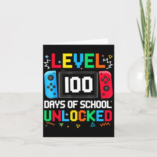 Gamer Level Unlocked 100 Days Of School Student Bo Kort (Framsida)