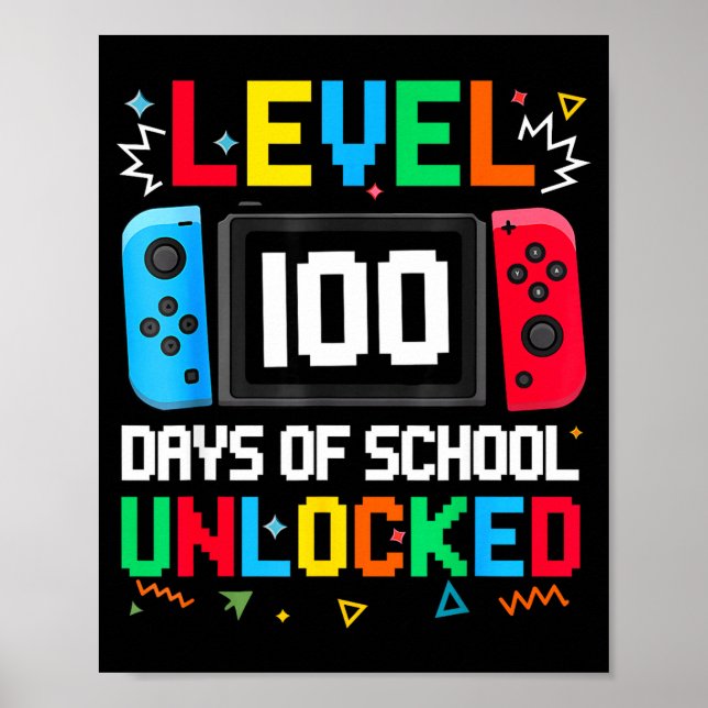 Gamer Level Unlocked 100 Days Of School Student Bo Poster (Framsidan)