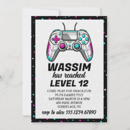 Gamer Level up Video Game Birthday Invite Inbjudningar