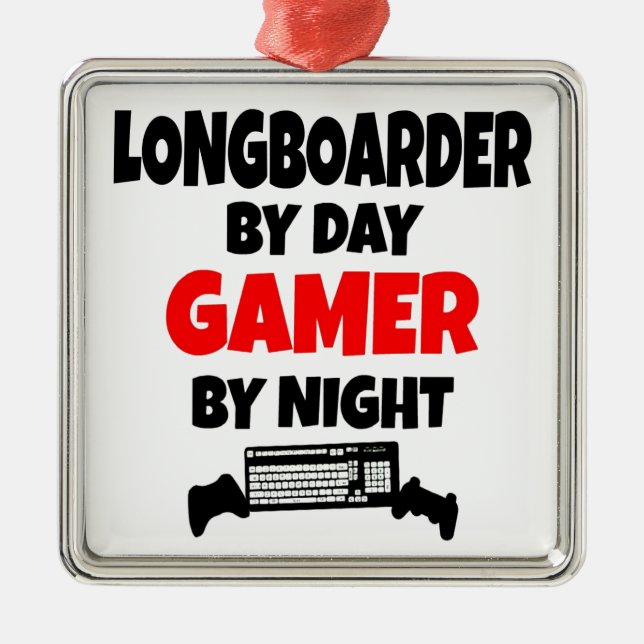 Gamer Longboarder Julgransprydnad Metall (Framsidan)