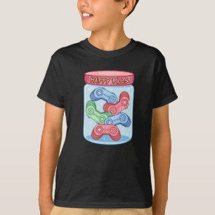 Gamer Lycklig Pills Sticker T Shirt