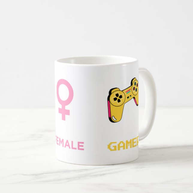Gamer Male Female Controller Funny Pixel Art Gift Kaffemugg (Framsida höger)