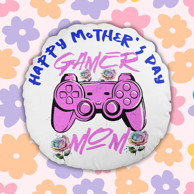 Gamer Mamma Lycklig Mors dag | Rund Kudde (Skapare uppladdad)