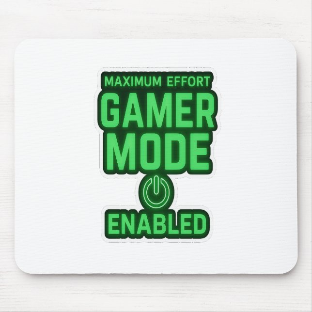 Gamer Mode Enabled – Neon Green Gaming Quote Musmatta (Framsidan)