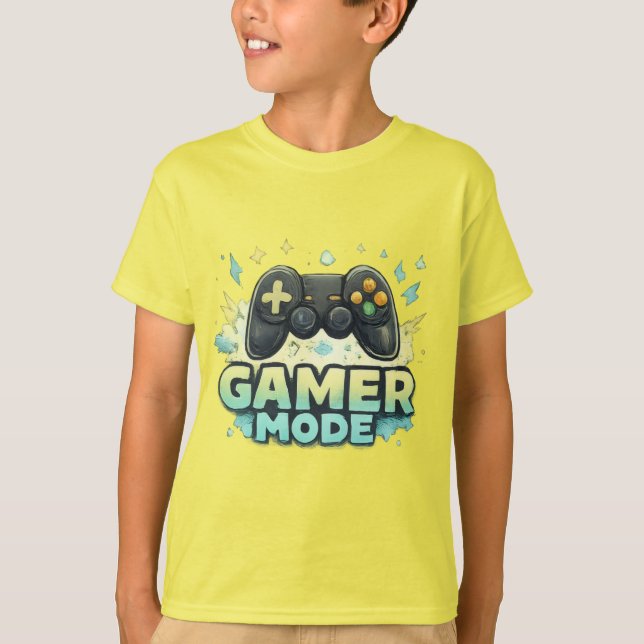 Gamer Mode ON - Kids Video Game Controller Graphic T Shirt (Framsida)