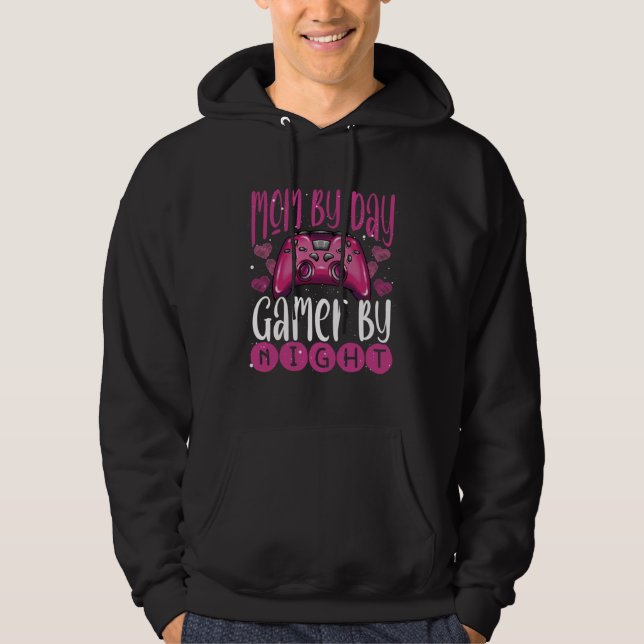 Gamer Mom Motherhood Joystick Controller Video Gam Hoodie (Framsida)