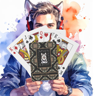 Gamer Namn och Photo Tan/Brown/Black Casinokort