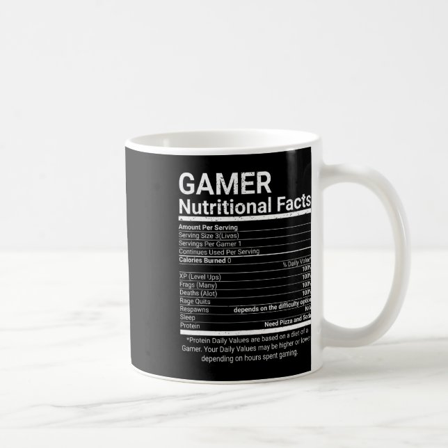 Gamer Näringsfakta Videospel Dator Nörd  Kaffemugg (Höger)