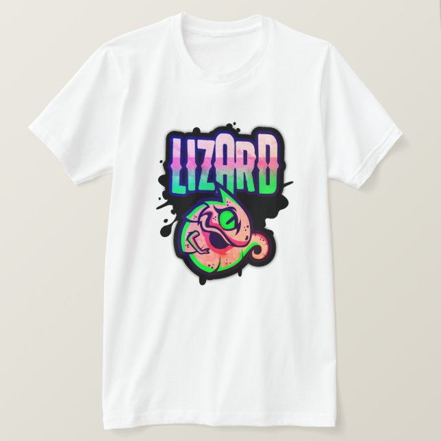 Gamer Neon Lime Lizard Stänk T Shirt (Design framsida)