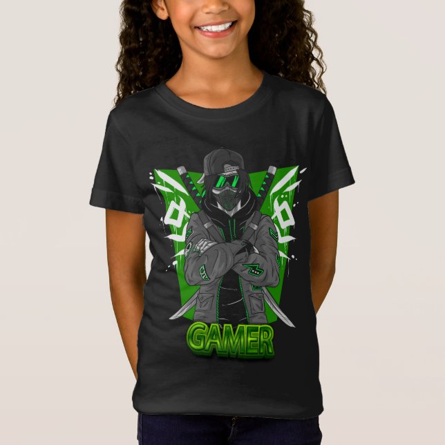 Gamer Ninja T-Shirt - bärbara datorer (Framsida)