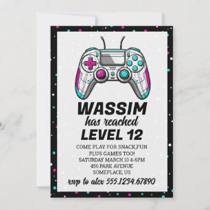 Gamer Nivå Upp Födelsedagsinbjudan till TV-spel Inbjudningar