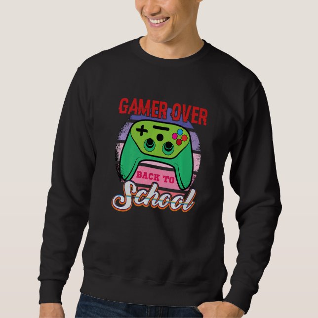 Gamer Over Back to School Game Over Teacher Studen Lång Ärmad Tröja (Framsida)