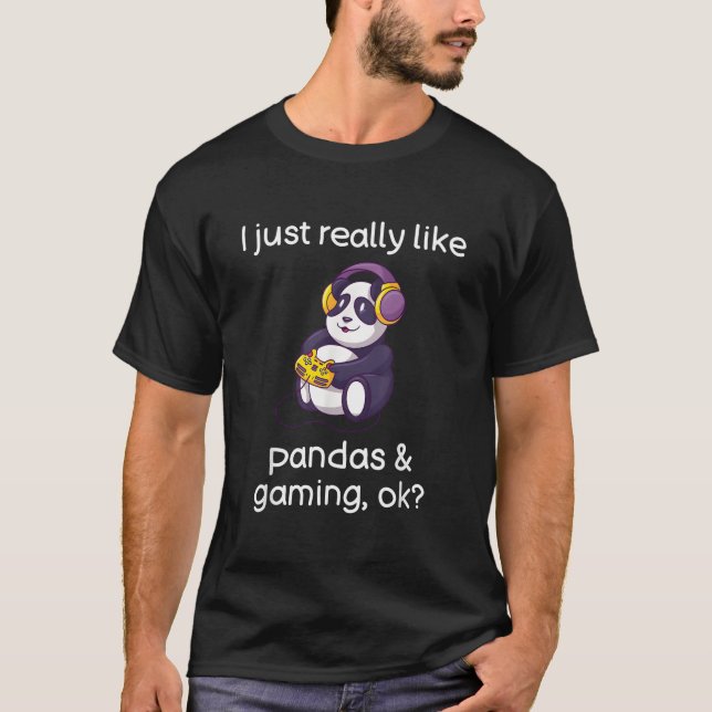Gamer Panda Pandas And Video Gaming T Shirt (Framsida)