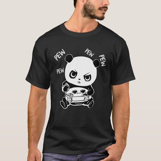 Gamer Panda-sovkupéer Addict, roliga gåvor T Shirt (Framsida)