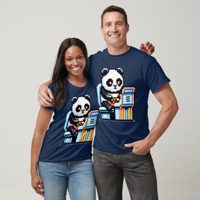 Gamer Panda - Utformning av Cute Pixel Art Arcade T Shirt (Unisex)