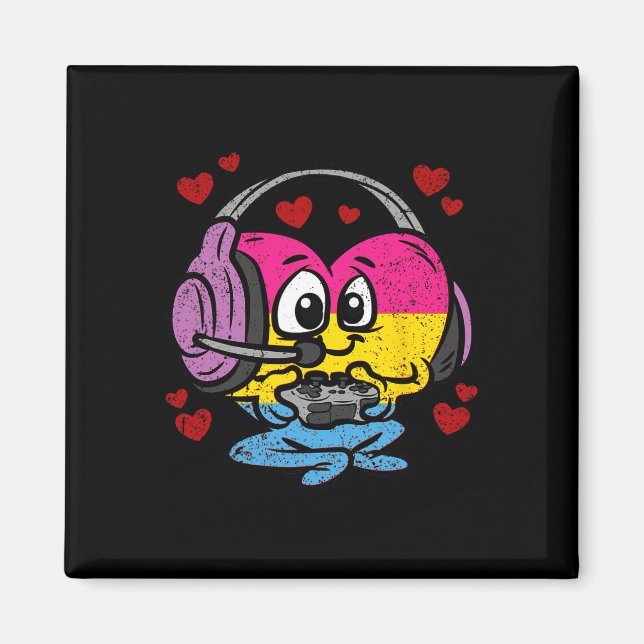 Gamer Panual Heart Pride Lgbt-q Retro Gaming Video Magnet (Framsidan)