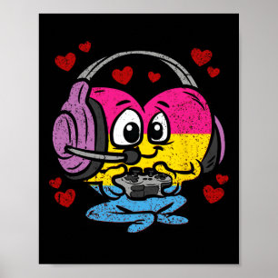 Gamer Panual Heart Pride Lgbt-q Retro Spelande Vid Poster