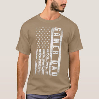 Gamer PAPPA American Flagga Funny Video Gaming Far T Shirt